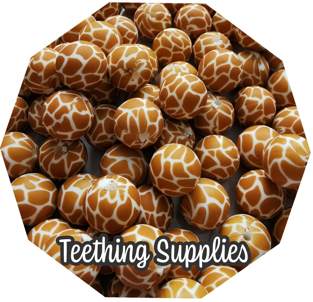 15mm Giraffe Print Silicone Beads (Pack of 5) Teething Supplies