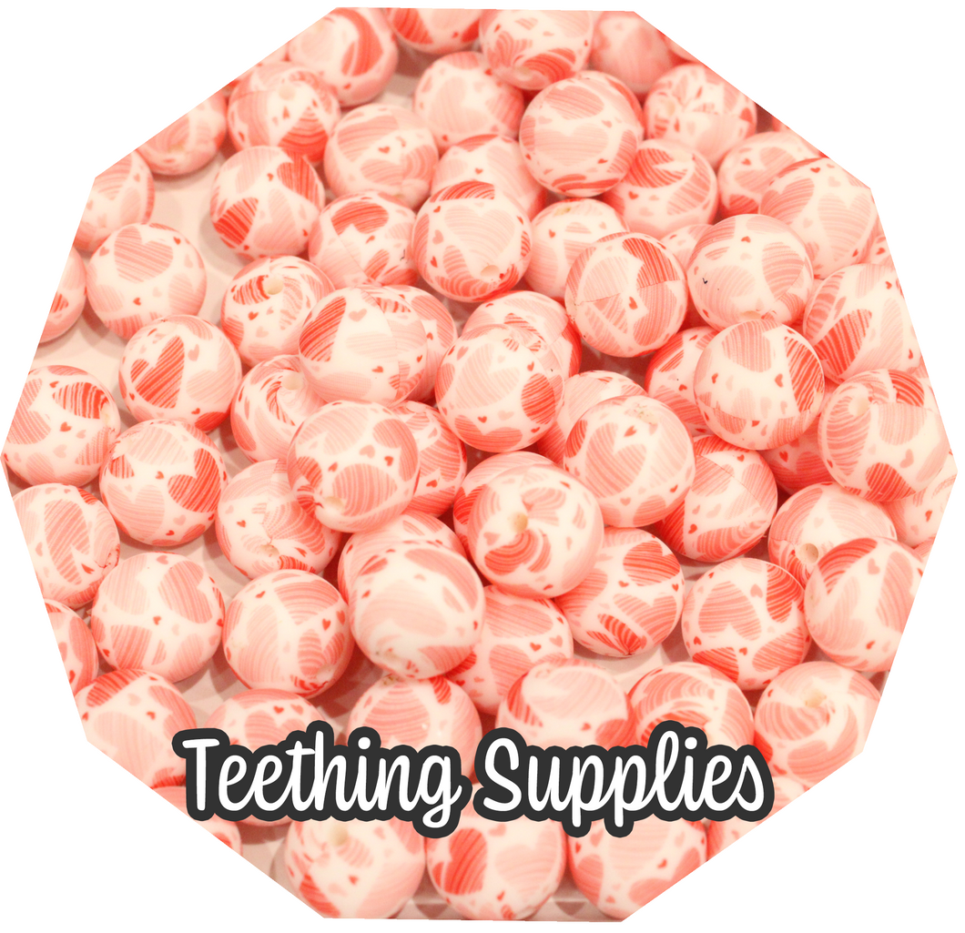 15mm Hearts Silicone Beads (Pack of 5) Teething Supplies