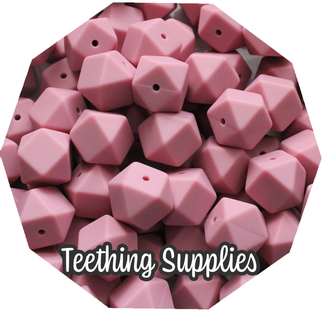 17mm Hexagon Blush Silicone Beads (Pack of 5)