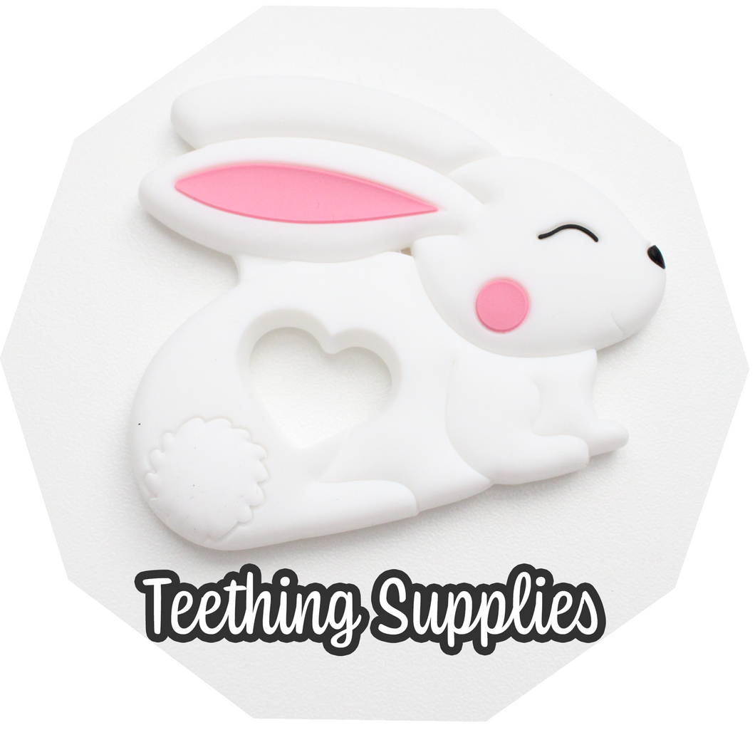 Silicone Bunny Teether - White