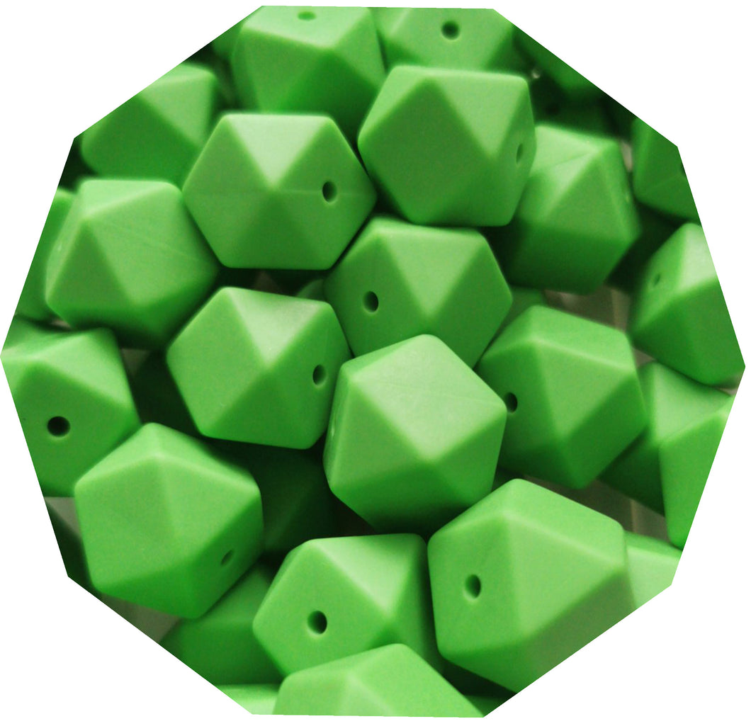17mm Hexagon Summer Green Silicone Beads (Pack of 5) - Teething Supplies UK